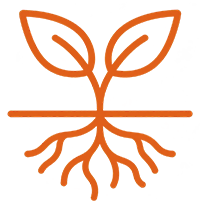 Plant roots growing below soil representing worms and soil life moving through WormSpike