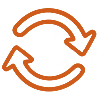 Circular arrows representing moving WormSpike and leaving compost behind